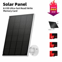 Dzees USB-C Solar Panel & SD Card for Outdoor Wireless Cameras, 5W&5V Continuous Charging, 9.8ft Waterproof Cable, 360° Adju...