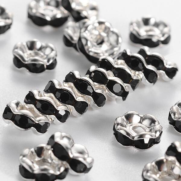 Brass Rhinestone Spacer Beads