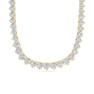 Graduating Three Prong Lab Grown Diamond Tennis Necklace | 14K Yellow Gold 8 1/2 ct.tw.
