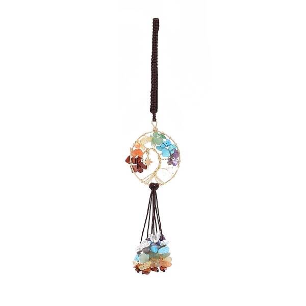 Wire Wrapped Chips Natural Gemstone Big Pendant Decorations