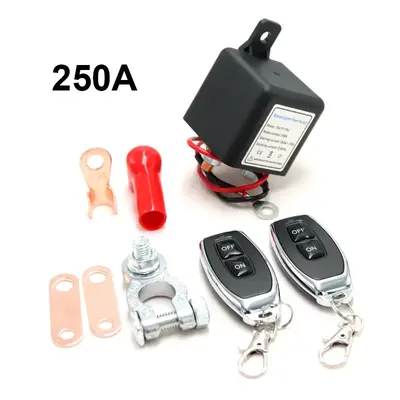 Remote Battery Disconnect Switch 12V Battery Kill Switch 250A Anti-Theft Isolator with Remote Control and Battery Negative Cu...