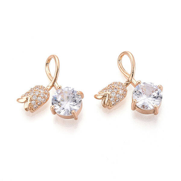 Brass Micro Pave Cubic Zirconia Pendants