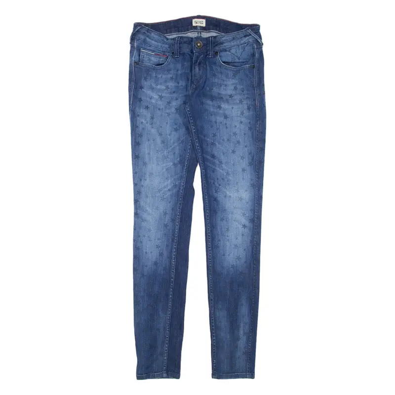 TOMMY HILFIGER Sophie Star Print Jeans Blue Denim Slim Skinny Stone Wash Womens W28 L32