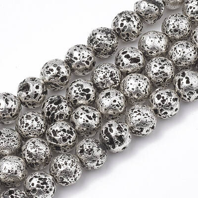Electroplated Natural Lava Rock Beads Strands