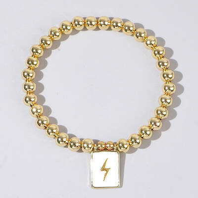 Personality Brass Round Bead Beaded Stretch Bracelets