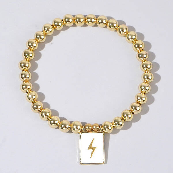 Personality Brass Round Bead Beaded Stretch Bracelets