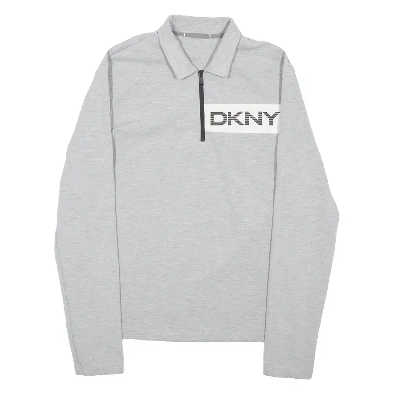 DKNY Mens Sweatshirt Grey Collared M