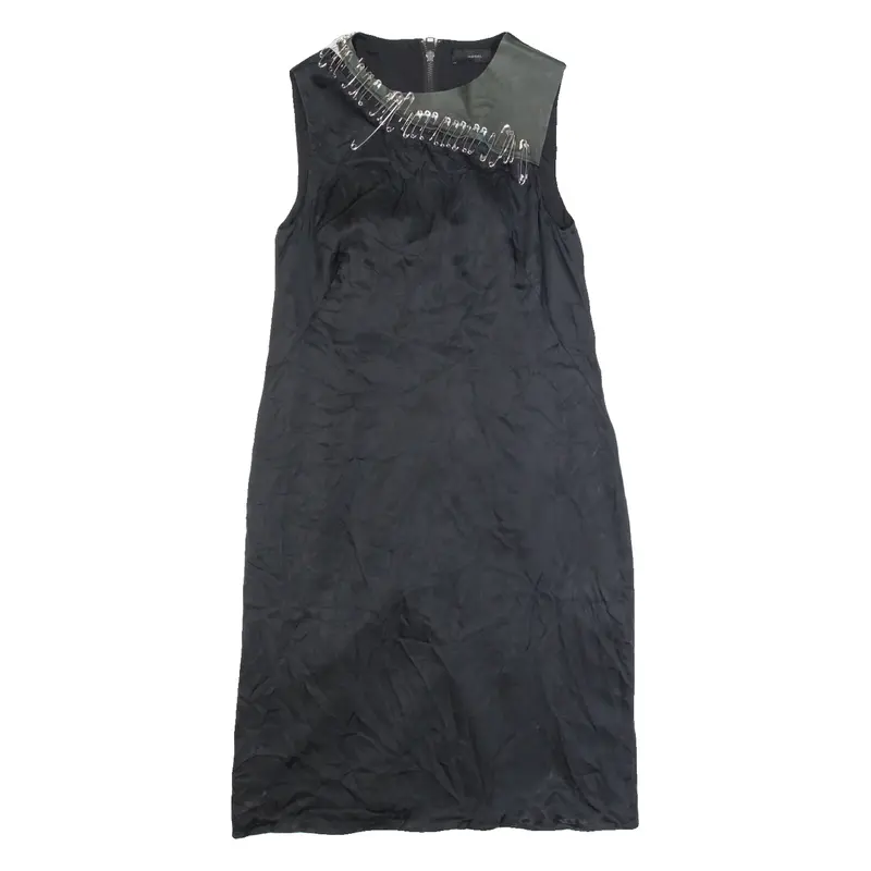 DIESEL Pins Womens Shift Dress Black Sleeveless Knee Length S