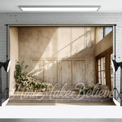 White Flower Sunshine Window Retro Wall Backdrop - Aperturee
