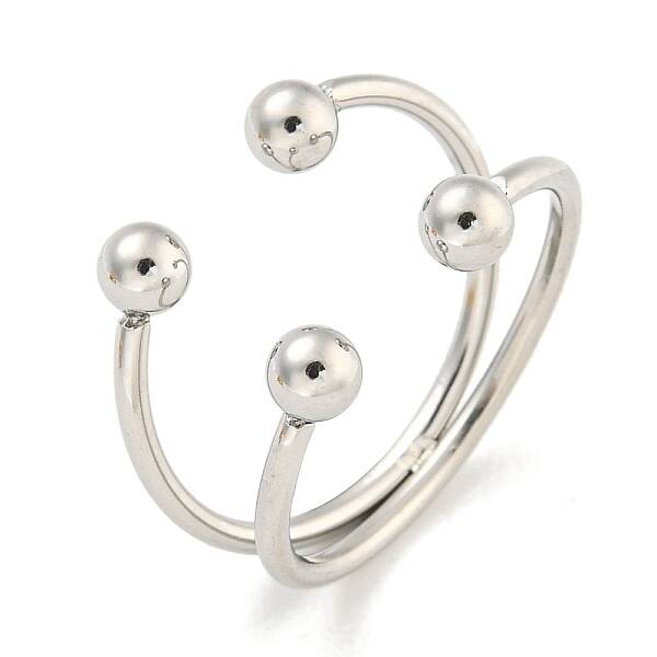 Non-Tarnish Round Ball 304 Stainless Steel Open Cuff Finger Rings for Women
