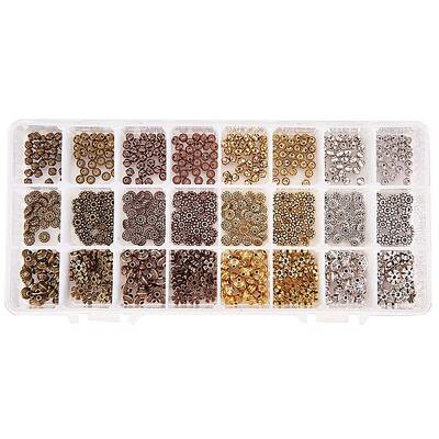 720pcs 6 Styles 4 Colors Tibetan Alloy Spacer Beads Jewelry Findings Accessories for Bracelet Necklace Jewelry Making
