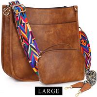 HKCLUF 4055 Women's Fashionable Crossbody Bag Purse For Women Leather Handbag Wallet Set Waterproof Women Crossbody Bag With ...