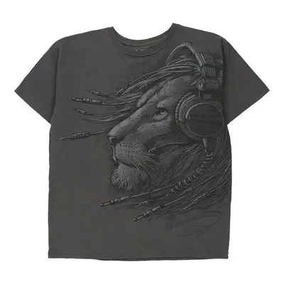 Liquid Blue Graphic T-Shirt - 2XL Grey Cotton