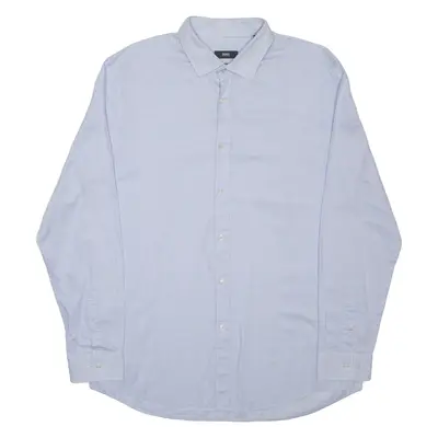 HUGO BOSS Slim Fit Mens Shirt Blue Houndstooth Long Sleeve L