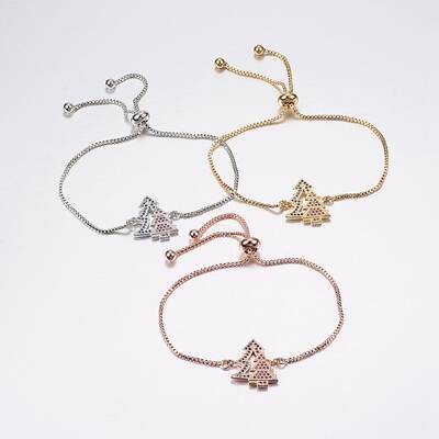 Adjustable Brass Micro Pave Cubic Zirconia Bolo Bracelets