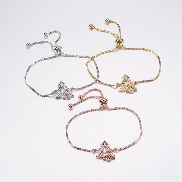 Adjustable Brass Micro Pave Cubic Zirconia Bolo Bracelets