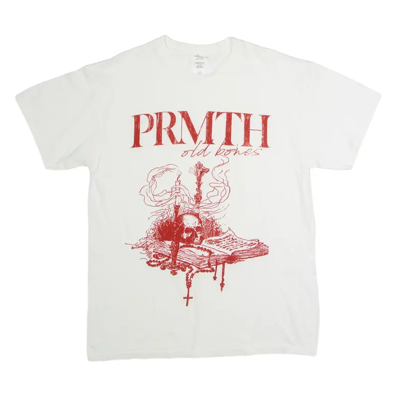 GILDAN PRMTH Old Bones Mens Band T-Shirt White Crew Neck L