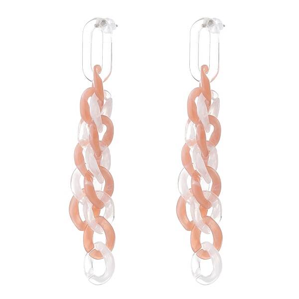Acrylic Curb Chain Tassel Dangle Stud Earrings for Women