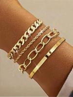 Chunky Bracelets for Women Non Tarnish, Womens Bracelet, Stack Layered Chunky Chain Bracelets, Waterproof Link Cuff, Herringb...