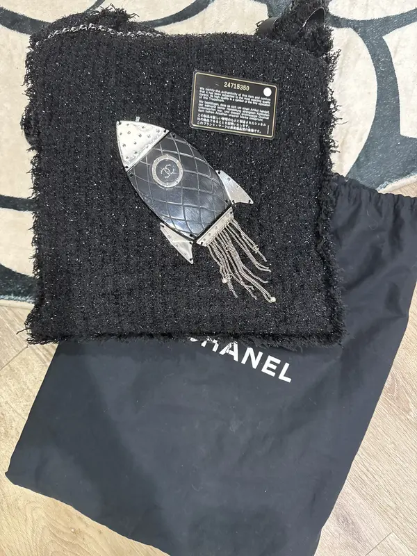 Pre-owned CHANEL Tweed Fabric tote bags Tweed Rocket Tote with Dustbag & authenticity Card