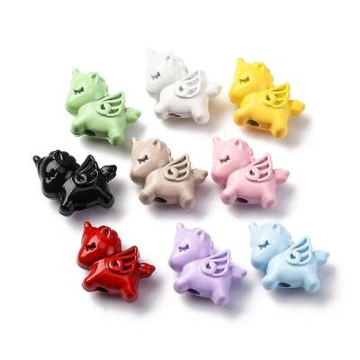 9 Colors Spray Painted Alloy Beads