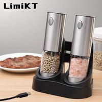 Father's Day Gifts, LimiKT Electric Pepper Grinding Machine, 1 Set Sea Salt Grinding Machine, Grain Seasoning Grinding Machi...