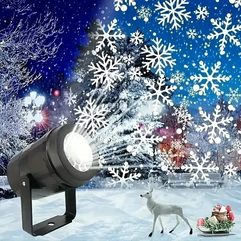 USB Powered Snowflake/Santa Claus Projector Light, 360° Rotatable LED Projection Light, Multi-functional Novelty Lighting f...