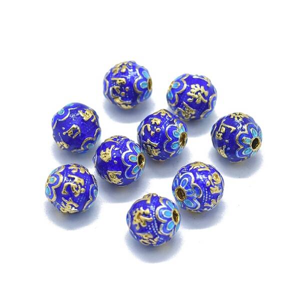 Golden Tone Brass Enamel Beads