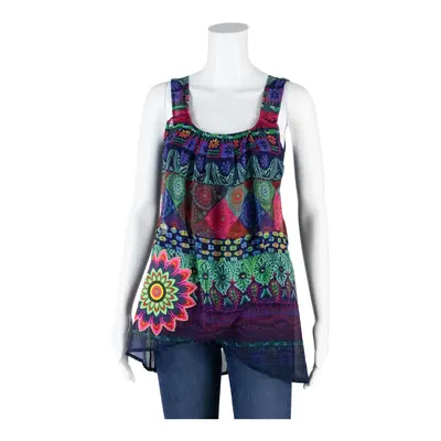DESIGUAL Top Green Crazy Pattern Sleeveless Womens S