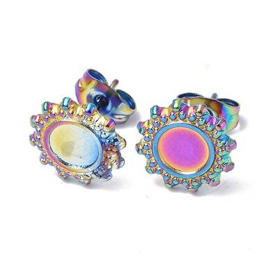 Ion Plating(IP) 304 Stainless Steel Stud Earring Findings