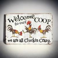 Welcome To Our Coop Metal-sign, Chicken & Letter Pattern Decorative Plaque, Vintage Tin Plate, Farmhouse Chicken Coop Henhous...