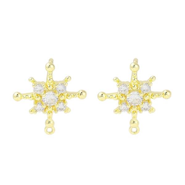 Brass Pave Clear Cubic Zirconia Stud Earring Findings
