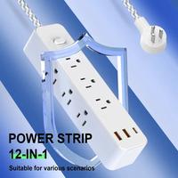 12-in-1 Power Strip Surge Protector with 9AC Outlets, 2USB &1Type-C Ports | 5ft Multi Plug Outlet Expander, Compact Desk Mult...