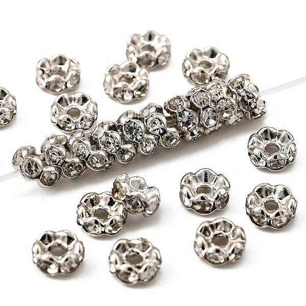 Brass Rhinestone Spacer Beads