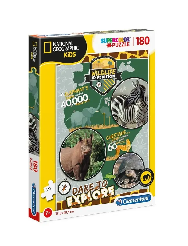 Clementoni, National Geographic Kids, Wildlife Expedition, Puzzle, Unisex, 7+ years, 180 pcs