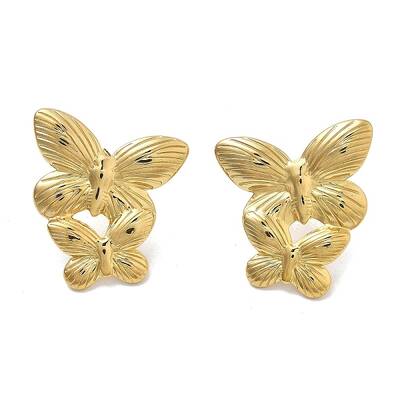 Ion Plating(IP) 304 Stainless Steel Butterfly Stud Earrings
