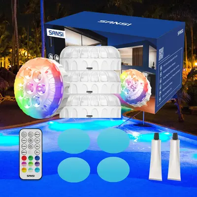 SANSI Poolside Light, Waterproof Color-Changing LED Light for Swimming Pool, Pond, Garden & Shower, Magnetic Mount, RF Remote...