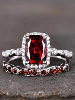Gorgeous Garnet Decorated Ring, Fashion Accessories for Women & Girls, Trendy All-match & Exquisite Jewelry for Birthday Gift