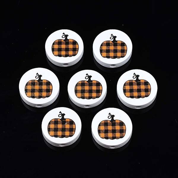 Autumn Theme Printed Natural Wood Beads