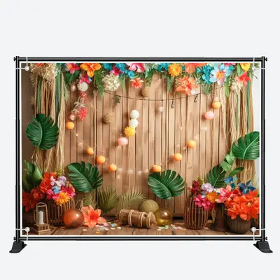 Tropical Floral Board Birthday Cake Smash Backdrop - Aperturee
