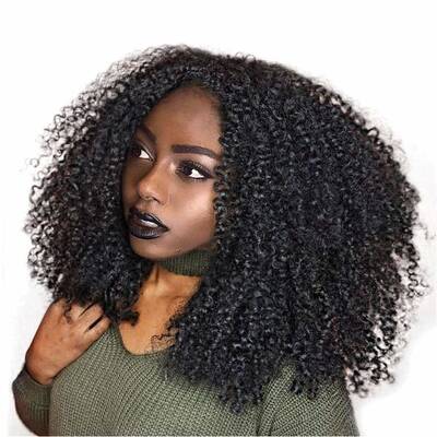 4x4 Afro Curl Closure Wig Pre Plucked Glueless Human Hair Wig