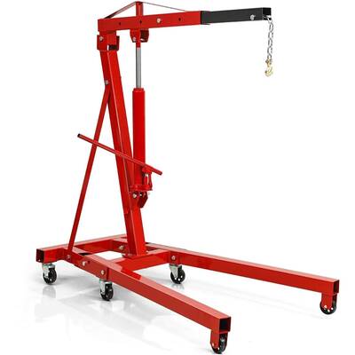 YITAMOTOR® 2 Ton 4000lb Folding Engine Crane, Heavy Duty Shop Cherry Picker Hoist with Telescopic Boom