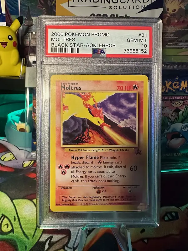 PSA 2000 Pokemon Promo Moltres Black Star Promo Aoki Error 10