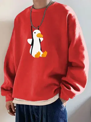 Men's Cartoon Graphic Print Sweatshirt, Drippy Outfits, Casual Long Sleeve Pullover for Spring & Fall, Going Out Outfit, Men'...