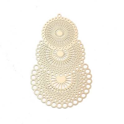 Rack Plating Brass Filigree Big Pendants