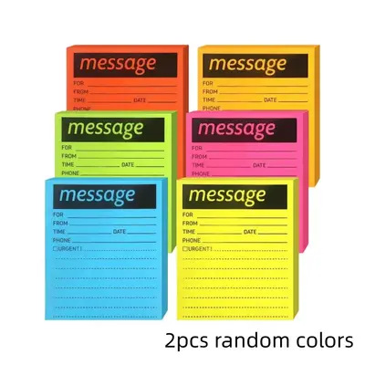 2pcs/set Random Color Message Pad, Tearable Memo Pad for Home School Office, Sticky Note Paper