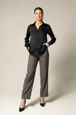 Elegance Silk Shirt in Black | Size: L | Color: black