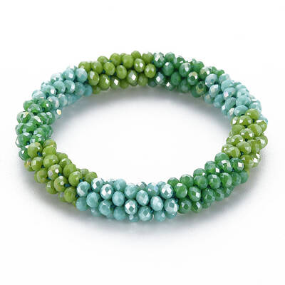 Crochet Glass Beads Braided Stretch Bracelet