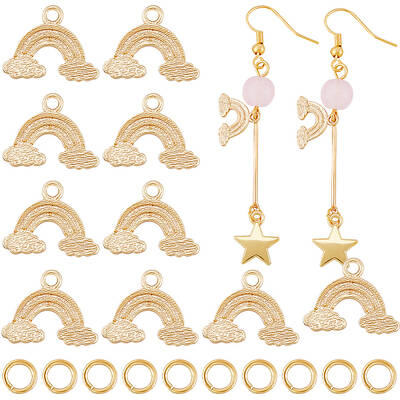 16Pcs Brass Rainbow Charms