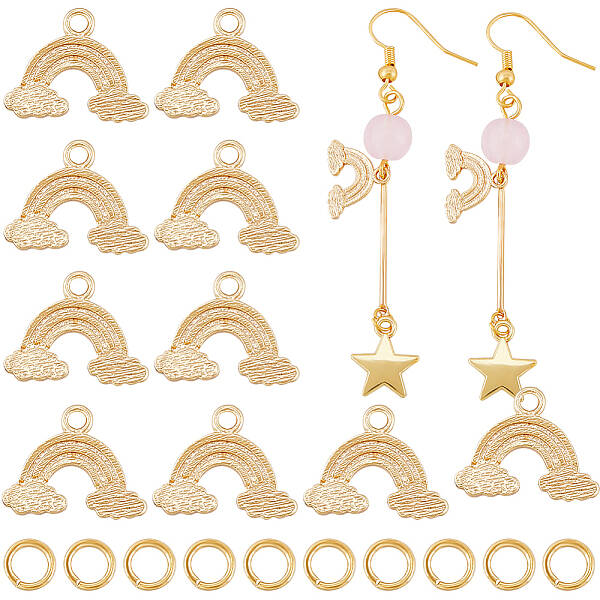 16Pcs Brass Rainbow Charms